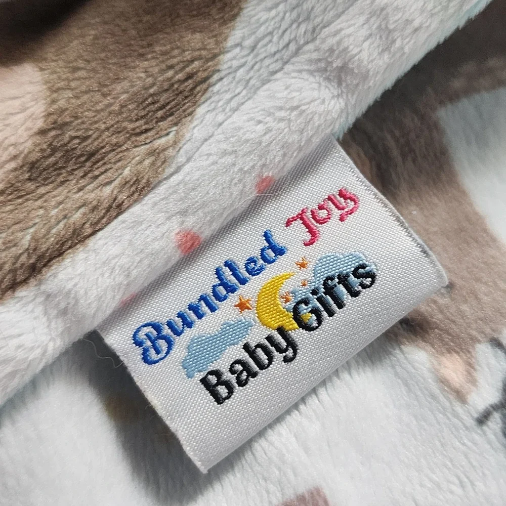 Bundled Joy Baby Gifts Woodland Animal Minky Dot Blue Security Blanket 30x40